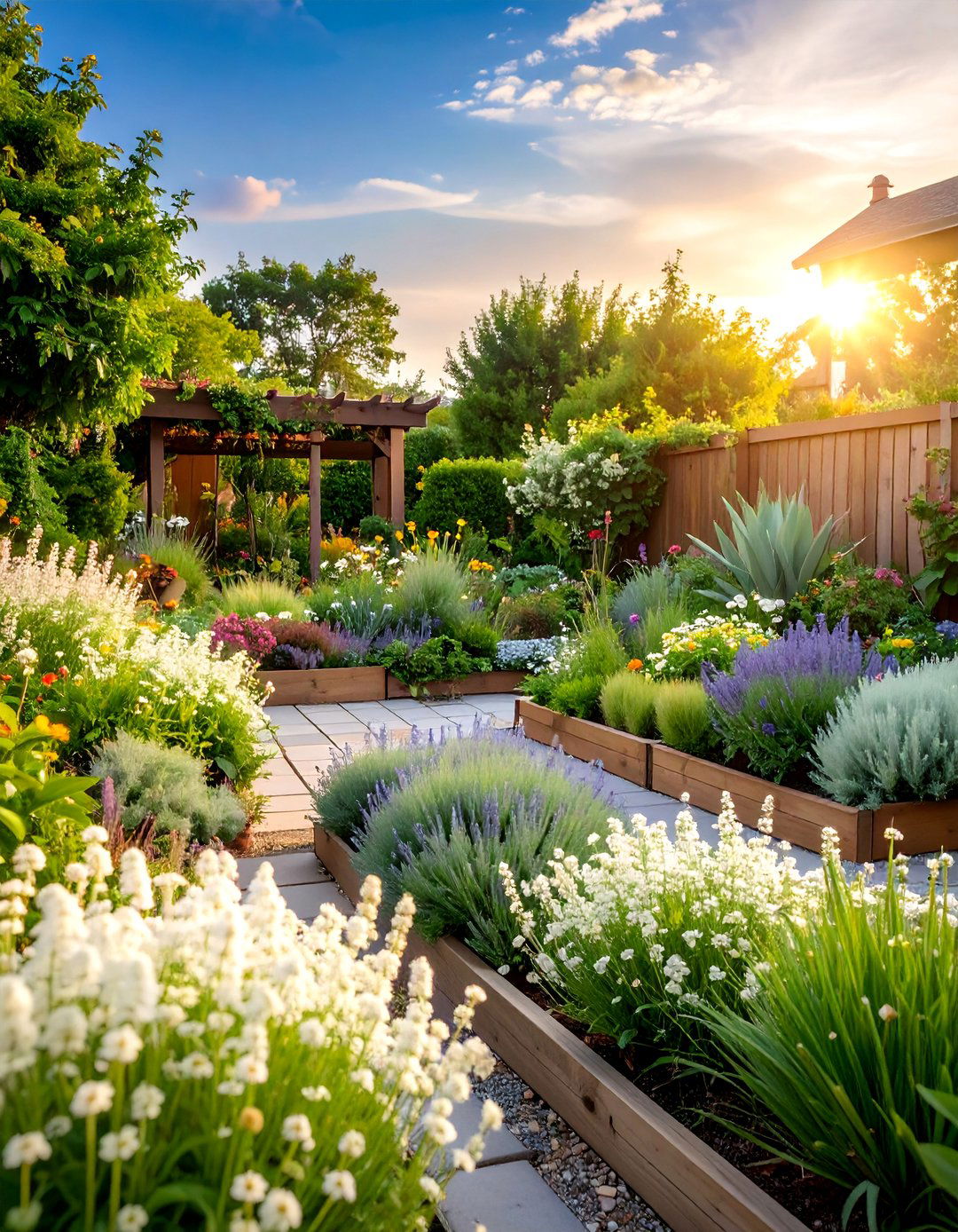 White Herb Garden with Aromatic Silver Foliage - 25 White Garden Design Ideas