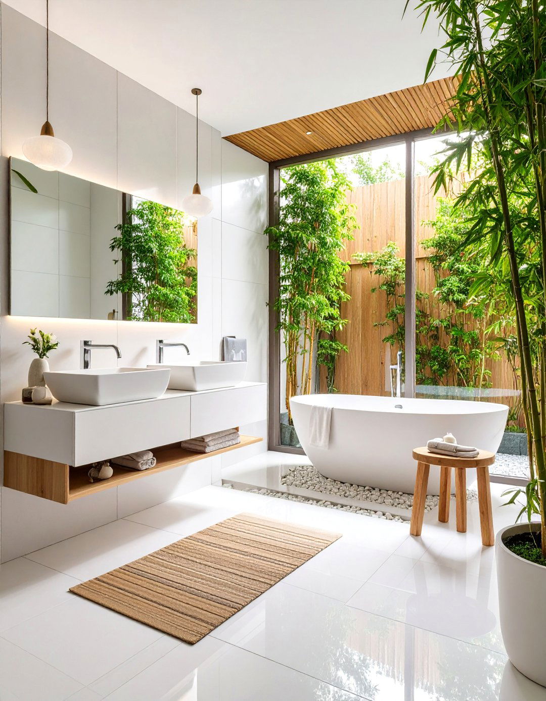 White Japanese Inspired Bathroom - 25 Small White Bathroom Ideas