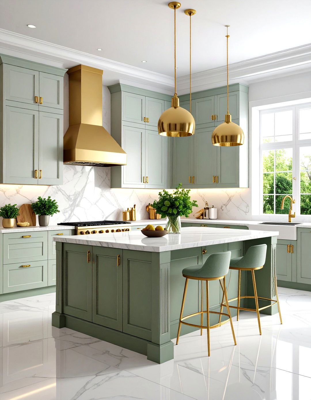 White Kitchen with Brass and Gold Accents - 25 White Kitchen Ideas