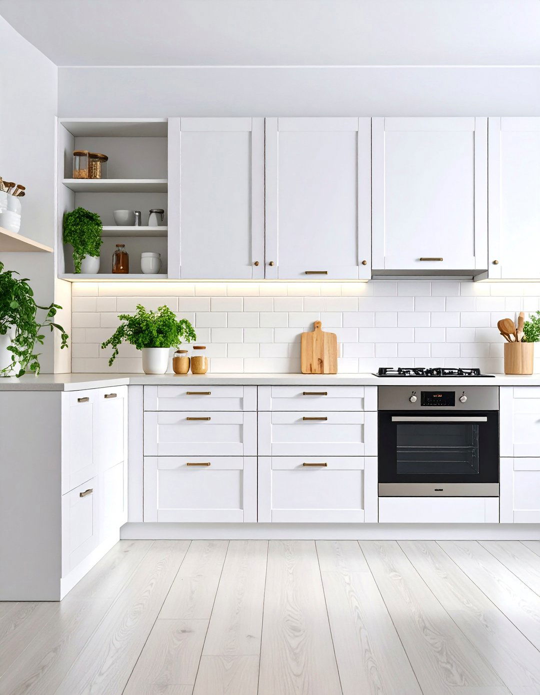 White Kitchen with Hidden Pull Out Pantry Storage - 25 Small White Kitchen Ideas