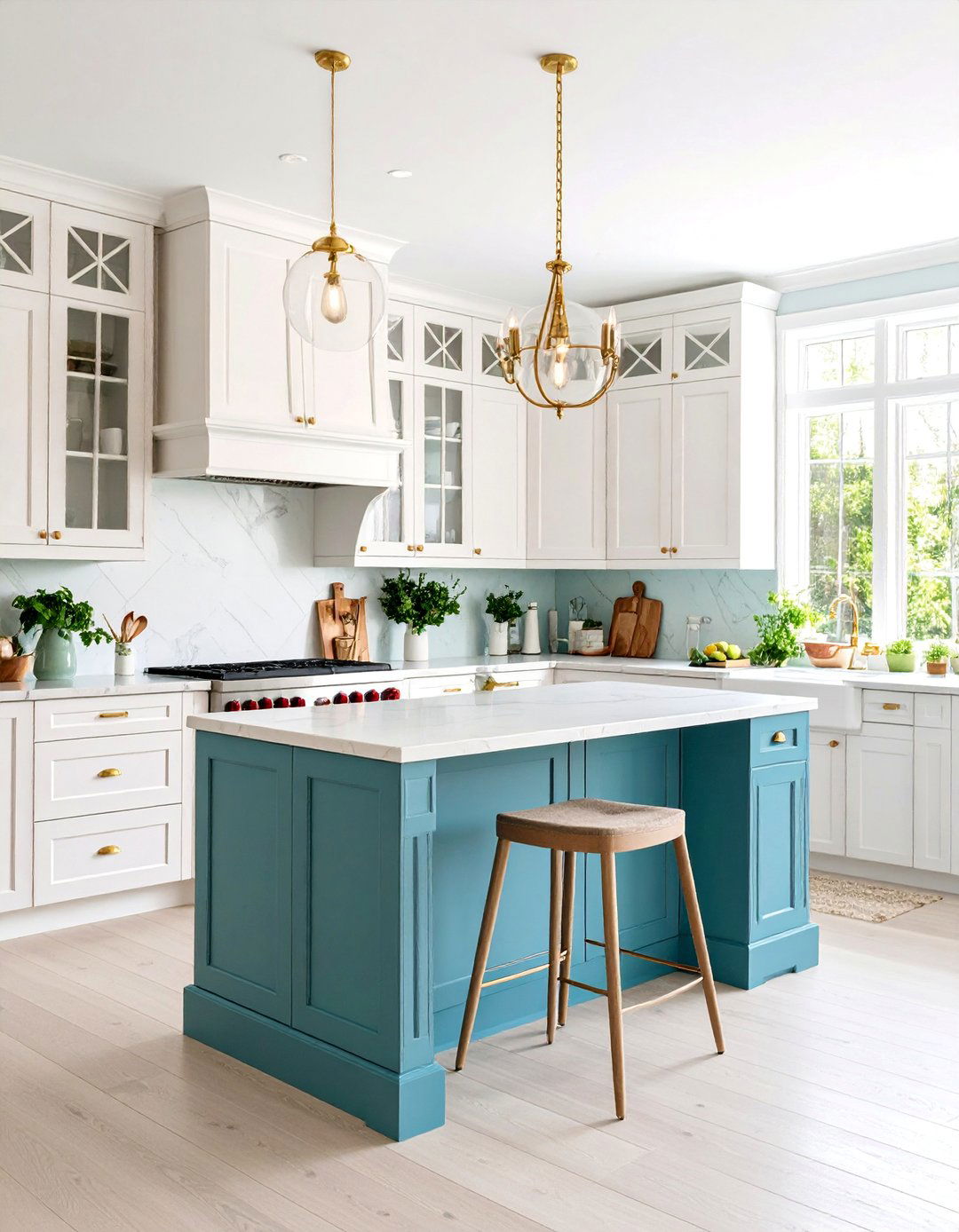 White Kitchen with Mixed Cabinet Heights - 25 White Kitchen Ideas