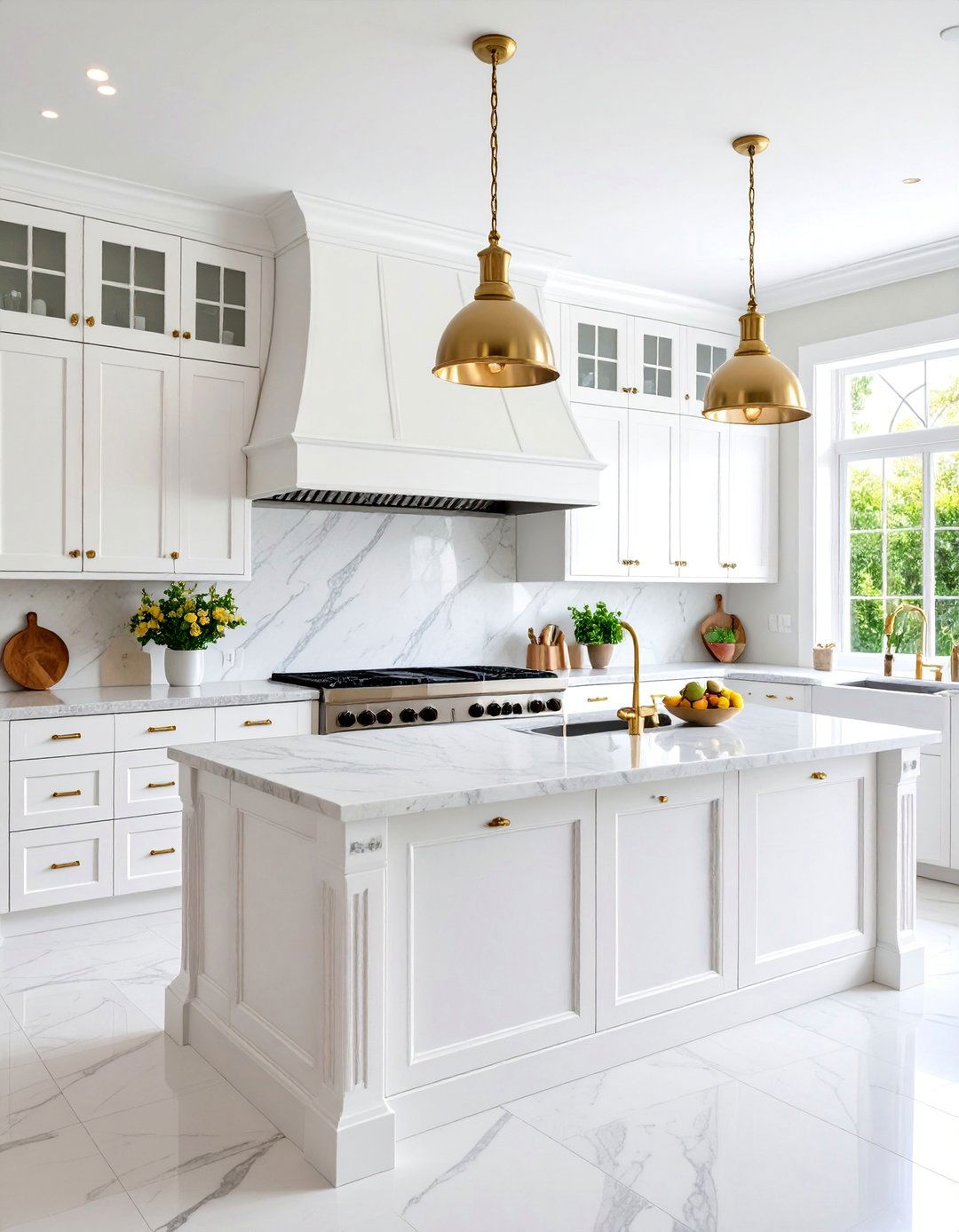 White Kitchen with Statement Range Hood - 25 White Kitchen Ideas