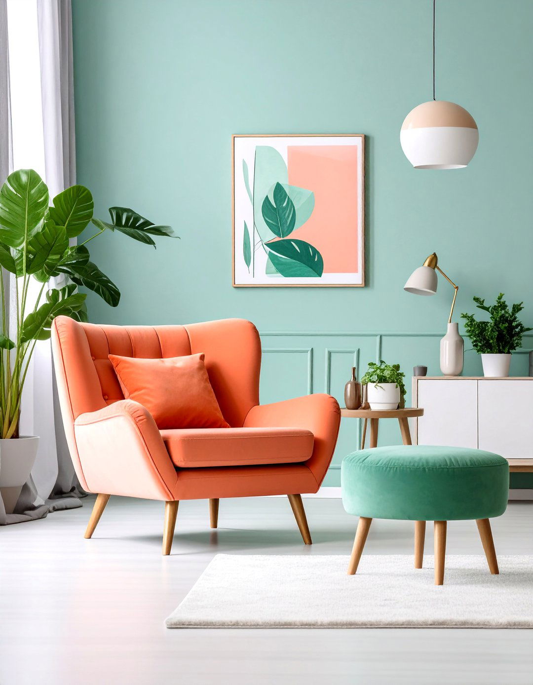 White Living Room with Bold Color Accents - 25 White Living Room Ideas