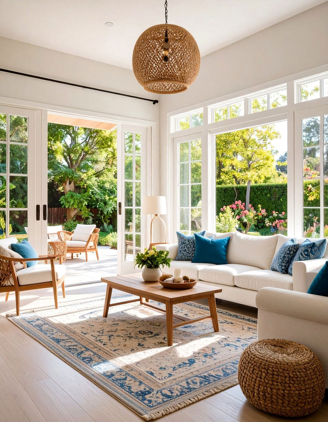 White Living Room with Outdoor Living Connection - 25 White Living Room Ideas