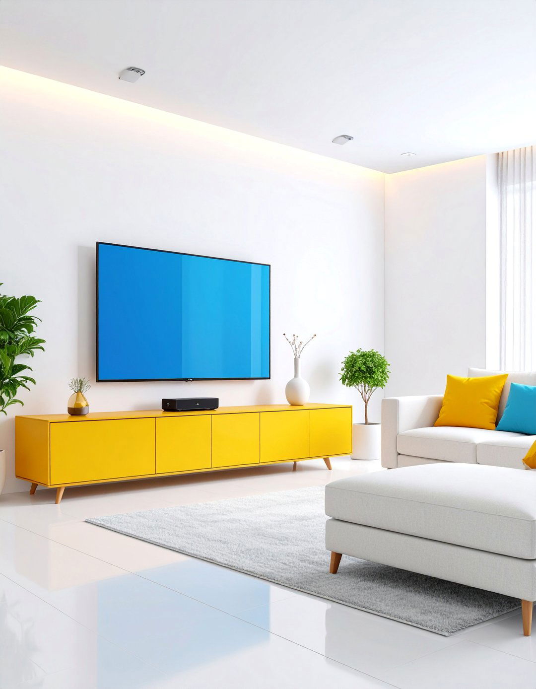 White Living Room with Smart Home Technology - 25 White Living Room Ideas