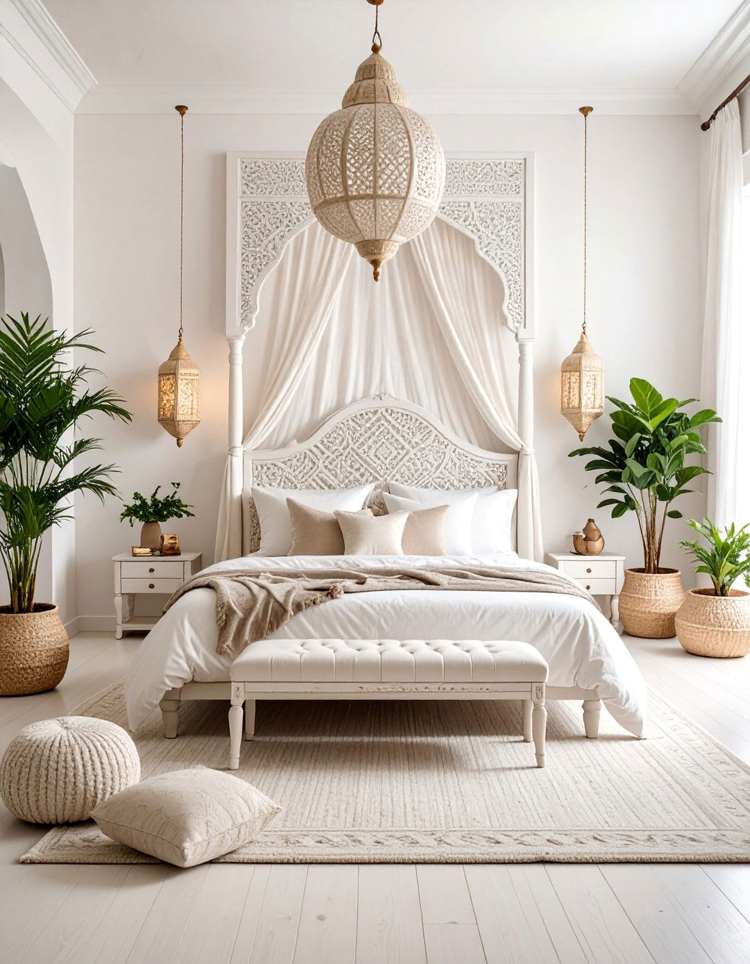 White Moroccan Sanctuary Bedroom Design - 25 Moroccan Themed Bedroom Ideas