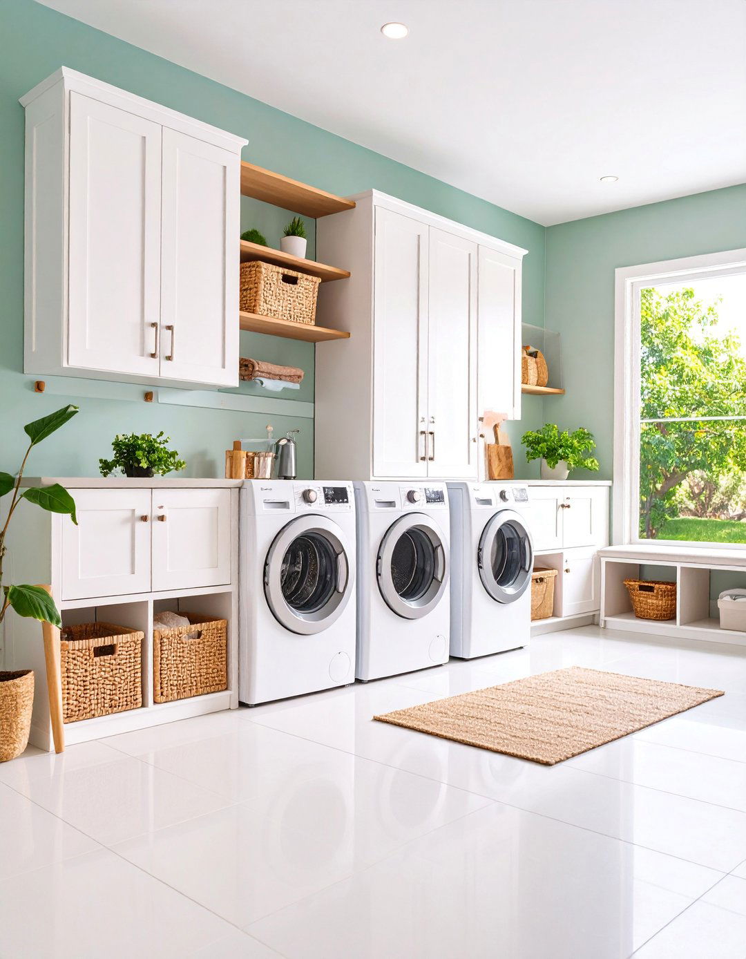 White Mudroom Laundry Combination with Dual Functionality - 25 White Laundry Room Ideas