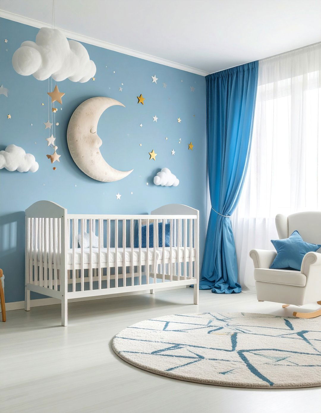 White Nursery with Celestial Theme Elements - 25 White Nursery Ideas
