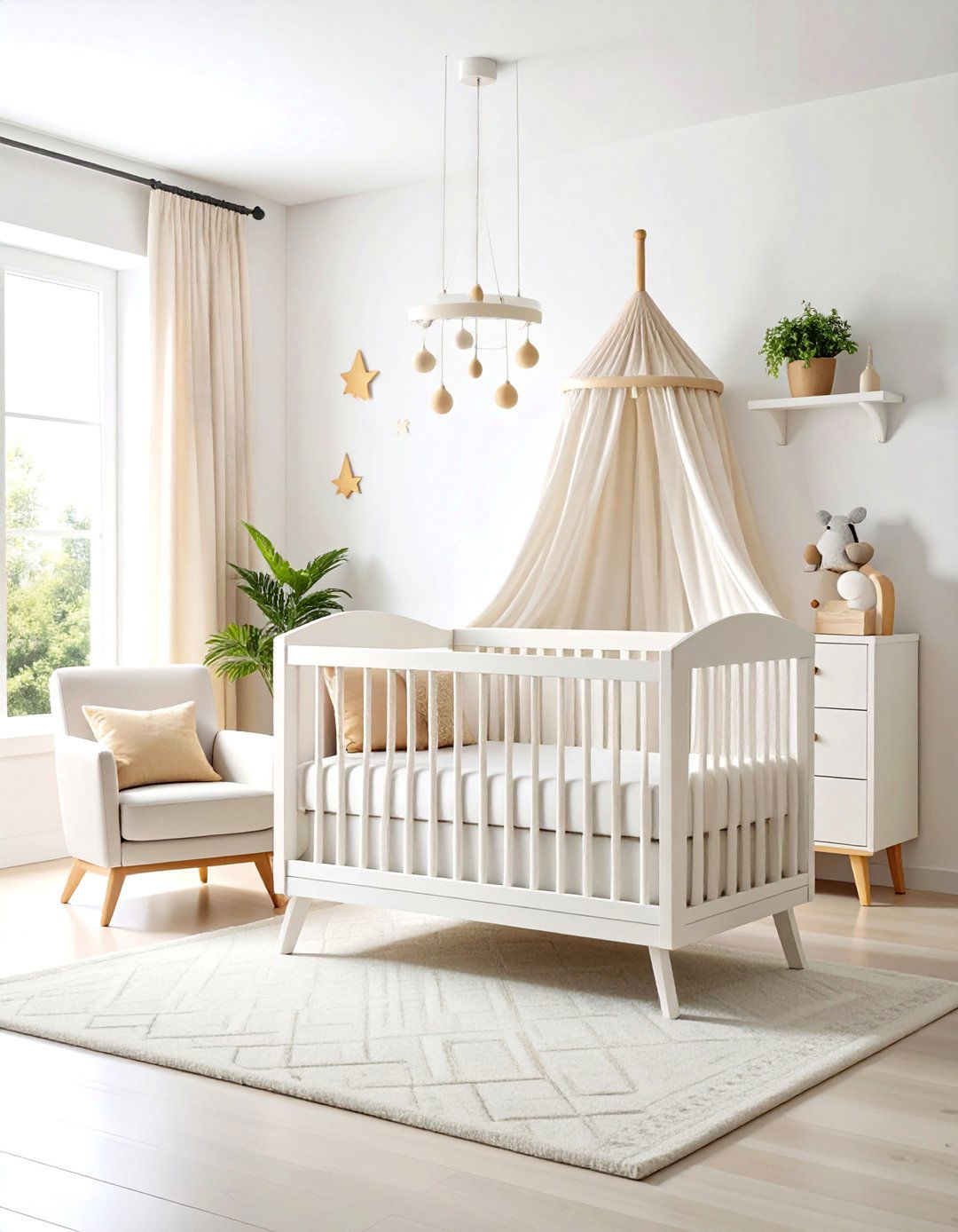 White Nursery with Convertible Furniture Pieces - 25 White Nursery Ideas