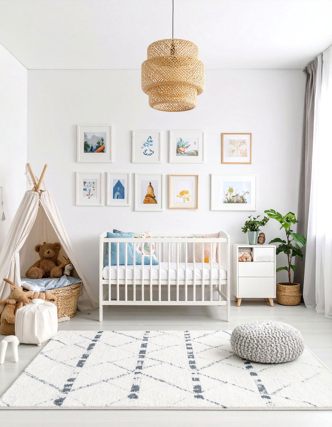 White Nursery with Gallery Wall Focus - 25 White Nursery Ideas