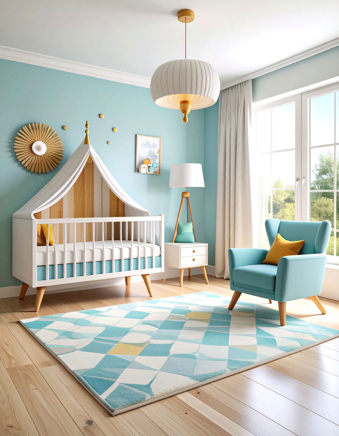 White Nursery with Mid Century Modern Elements - 25 White Nursery Ideas