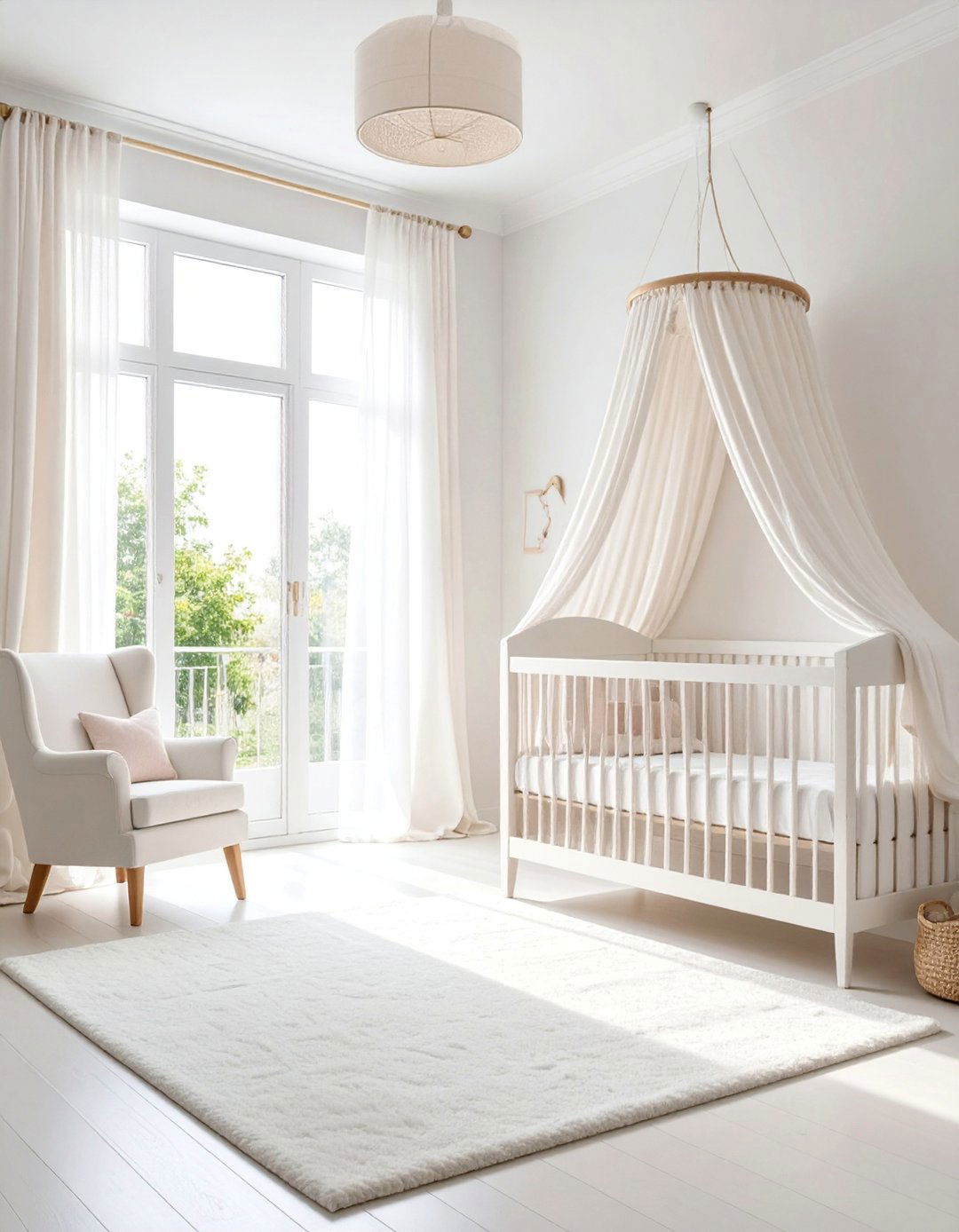 White Nursery with Natural Light Maximization - 25 White Nursery Ideas