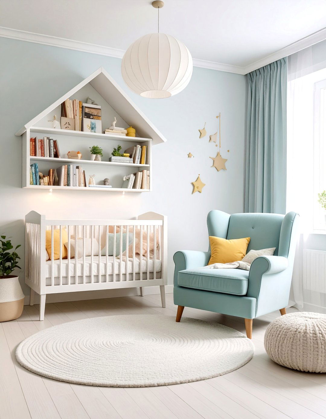 White Nursery with Reading Nook Corner - 25 White Nursery Ideas