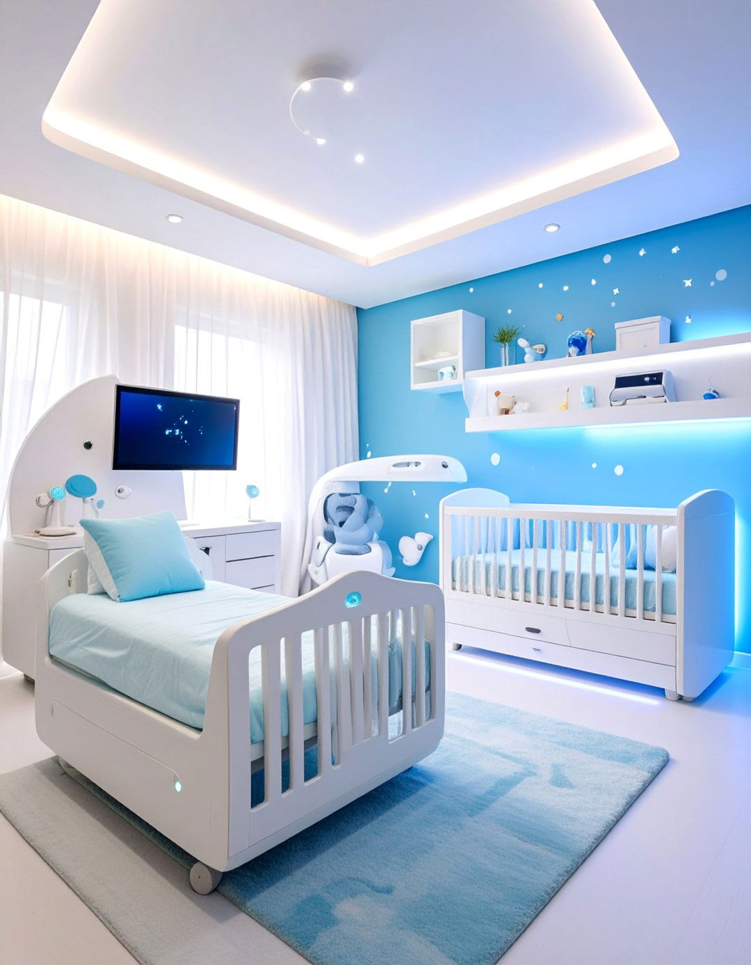 White Nursery with Smart Technology Integration - 25 White Nursery Ideas