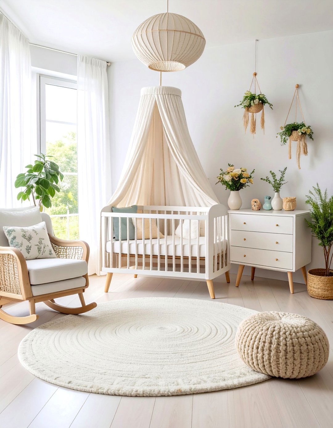 White Nursery with Vintage Botanical Prints - 25 White Nursery Ideas