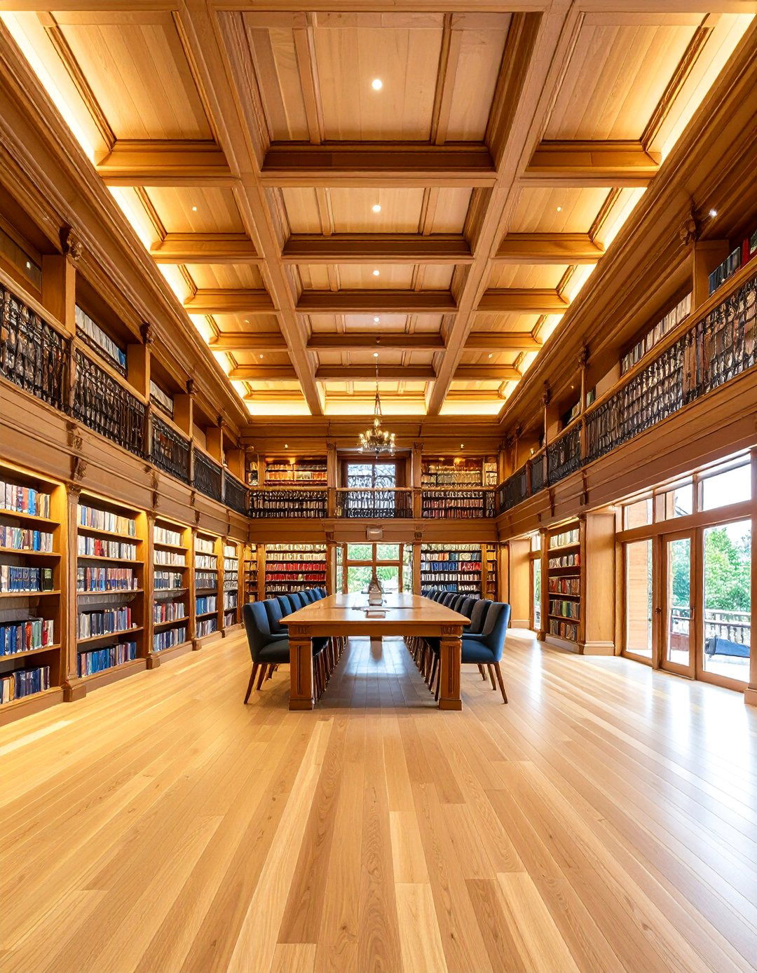 White Oak Coffered Ceiling with Raised Panels - 25 Rustic Ceiling Ideas
