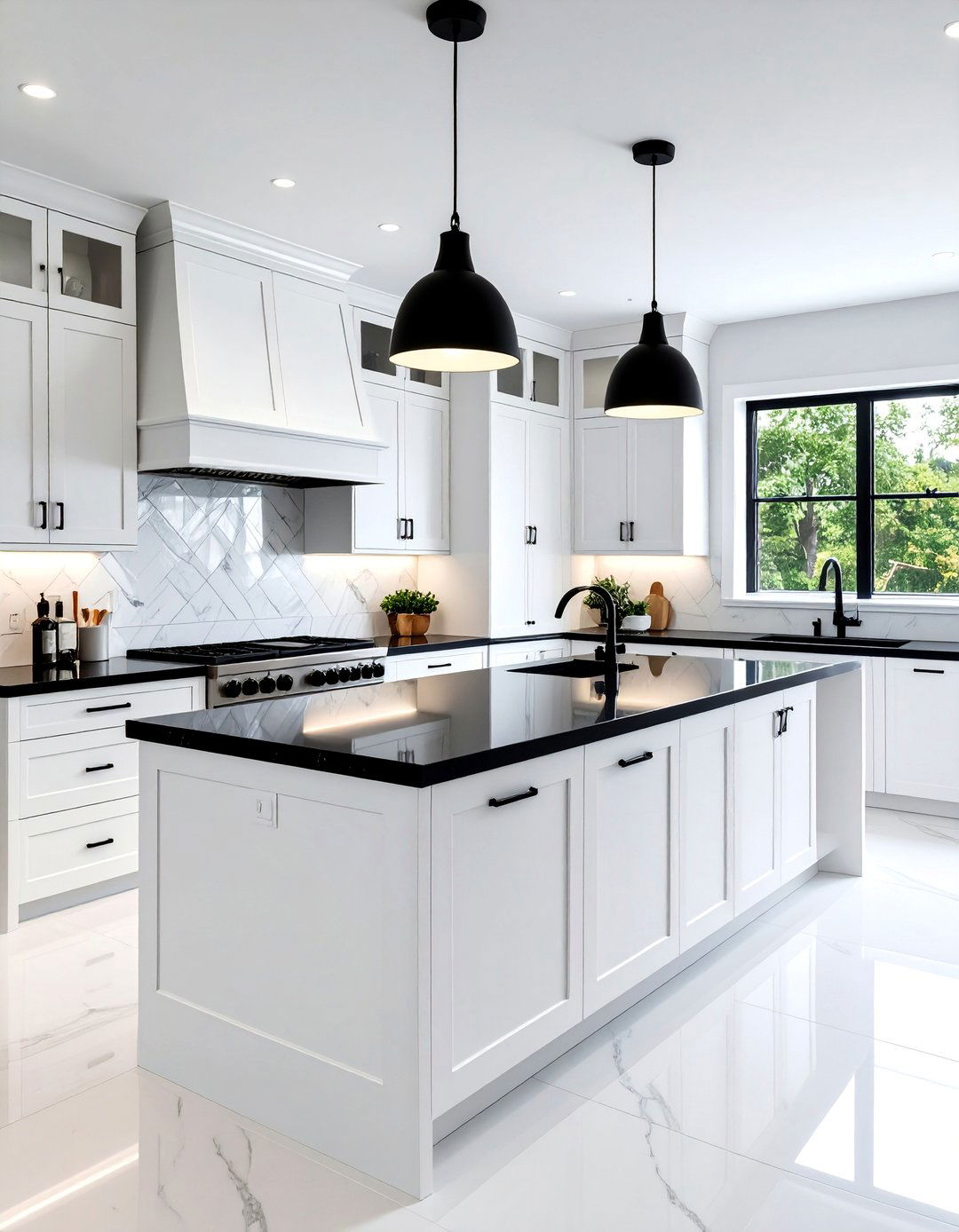 White Oak Kitchen with Dramatic Black Countertops - 25 Kitchens With White Oak Cabinets