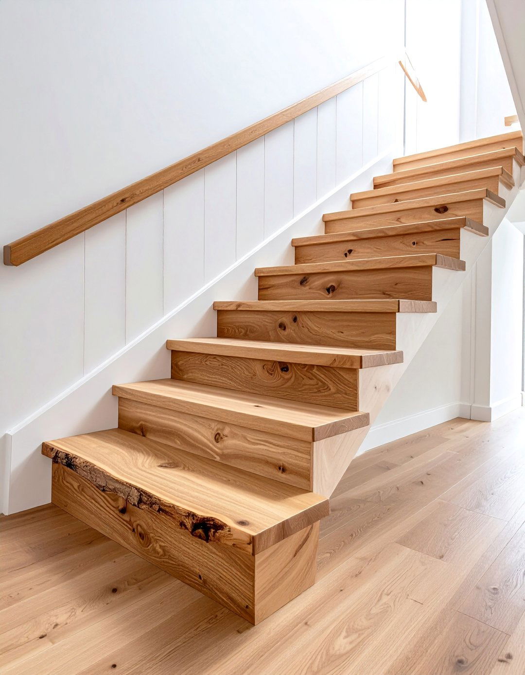White Oak Staircase with Live Edge Details - 25 White Oak Staircase Ideas