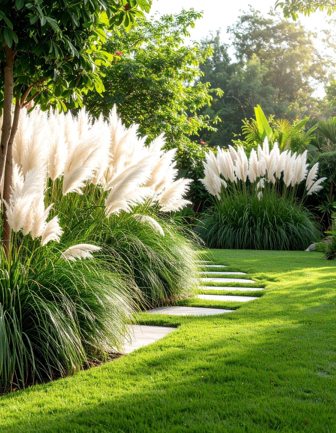 White Ornamental Grass Garden with Movement and Texture - 25 White Garden Design Ideas