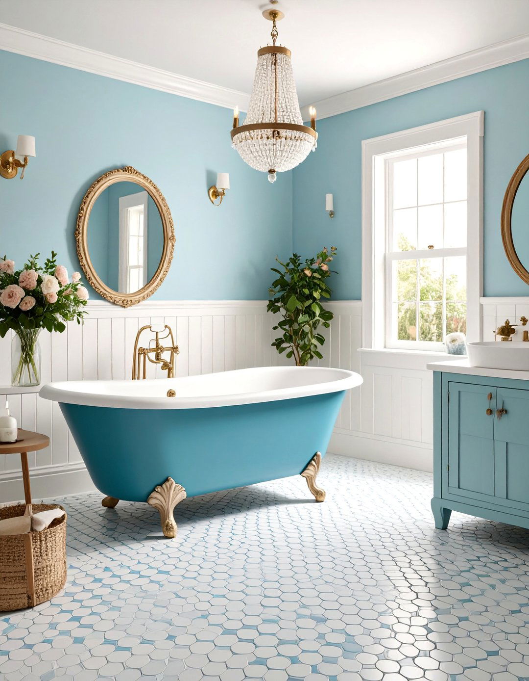 White Penny Tile Bathroom with Vintage Character - 25 White Tile Bathroom Ideas