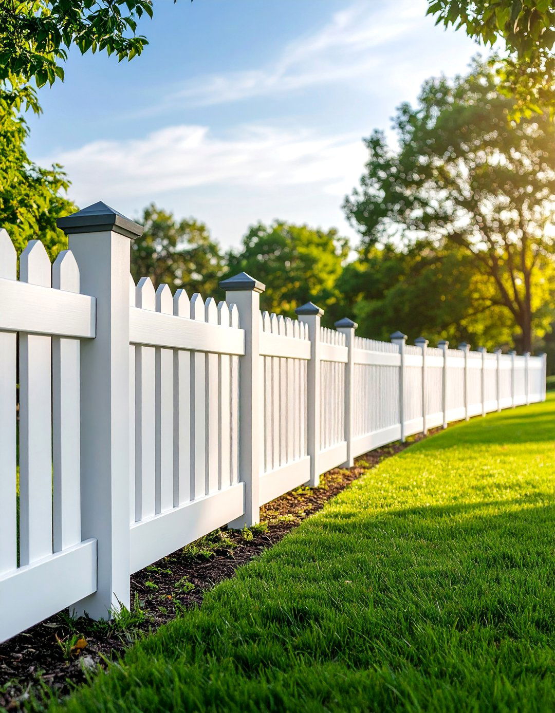 White Privacy Fence with Curved Corner Sections - 25 White Privacy Fence Ideas