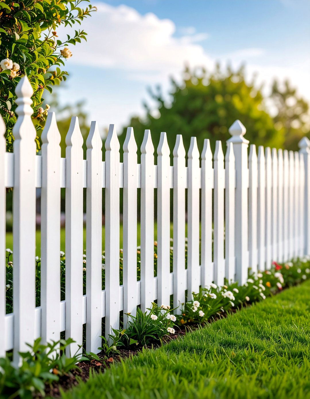 White Privacy Fence with Scalloped Picket Top - 25 White Privacy Fence Ideas