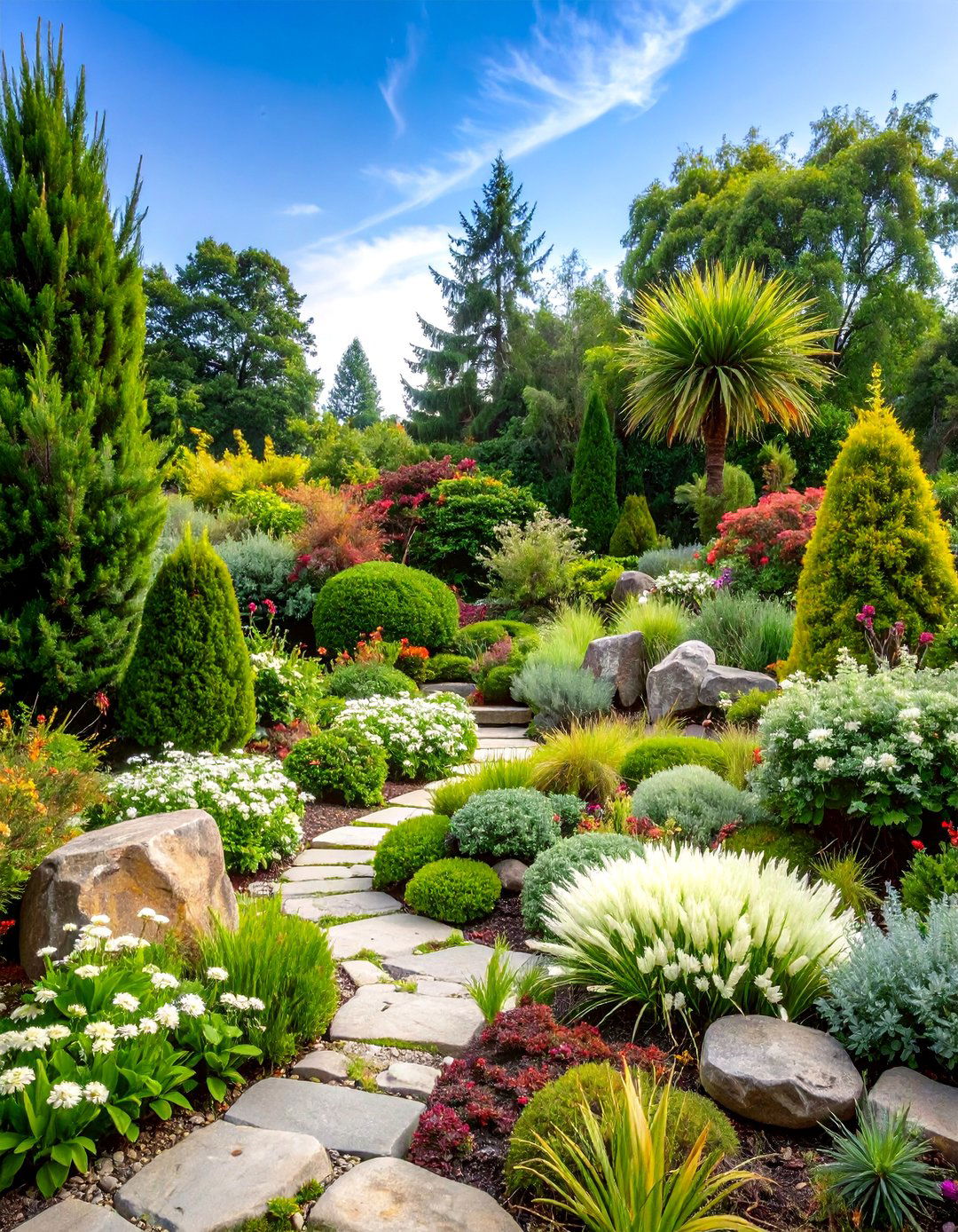 White Rock Garden with Alpine and Desert Plants - 25 White Garden Design Ideas