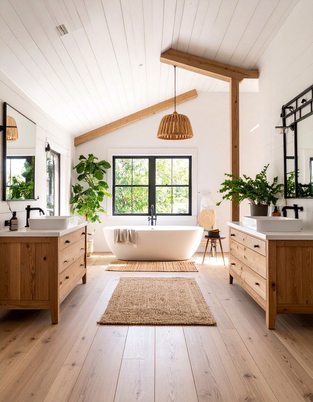 White Shiplap Ceiling with Matching Walls - 25 shiplap bathroom ideas