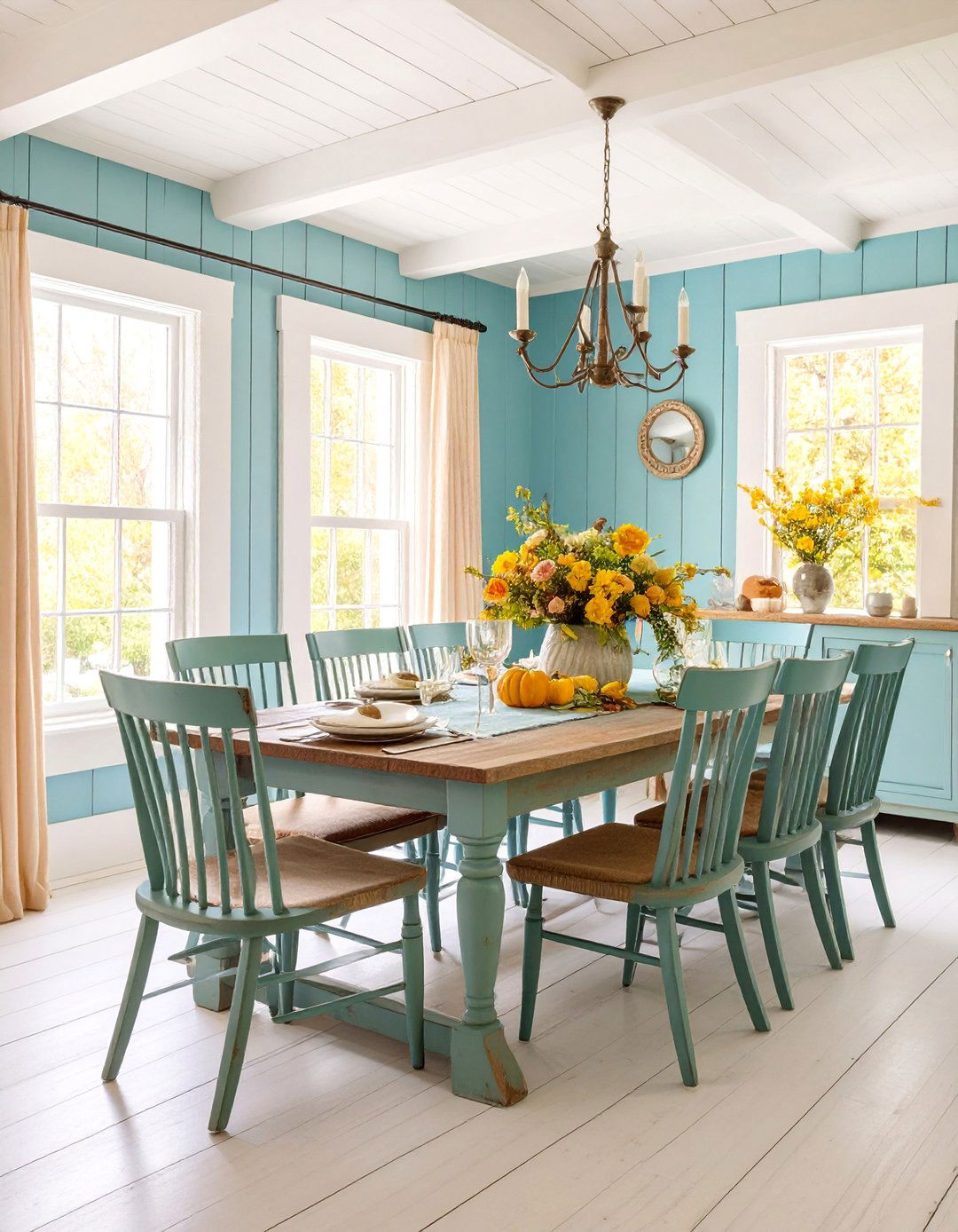White Shiplap Farmhouse Dining Room - 25 Shiplap Dining Room Wall Ideas