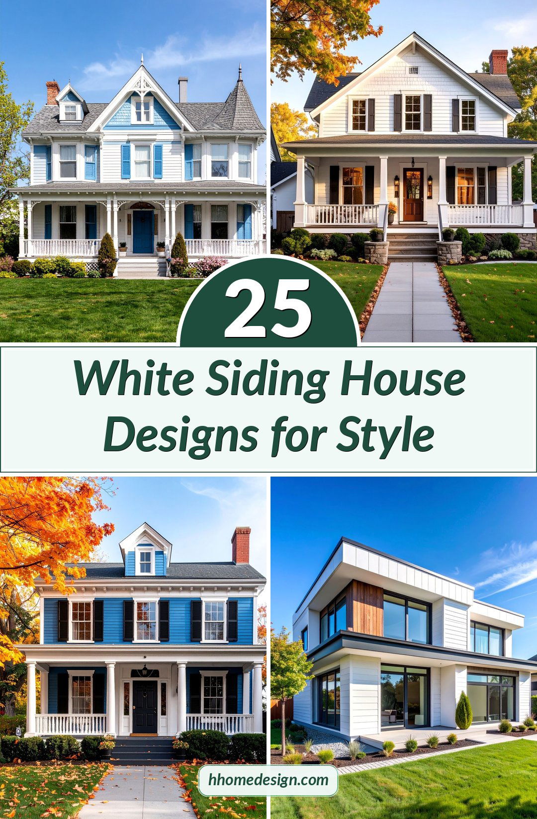 25 White Siding House Designs for Style