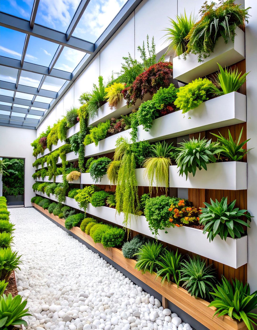 White Stone Vertical Garden Living Wall Design - 25 White Rock Landscaping Ideas