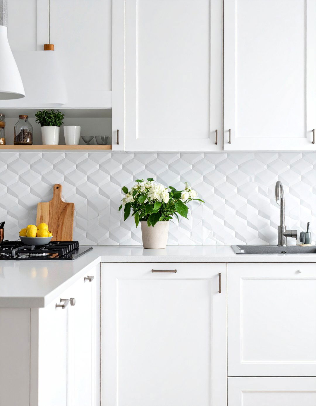 White Textured Kitchen Backsplash - 25 White Kitchen Backsplash Ideas