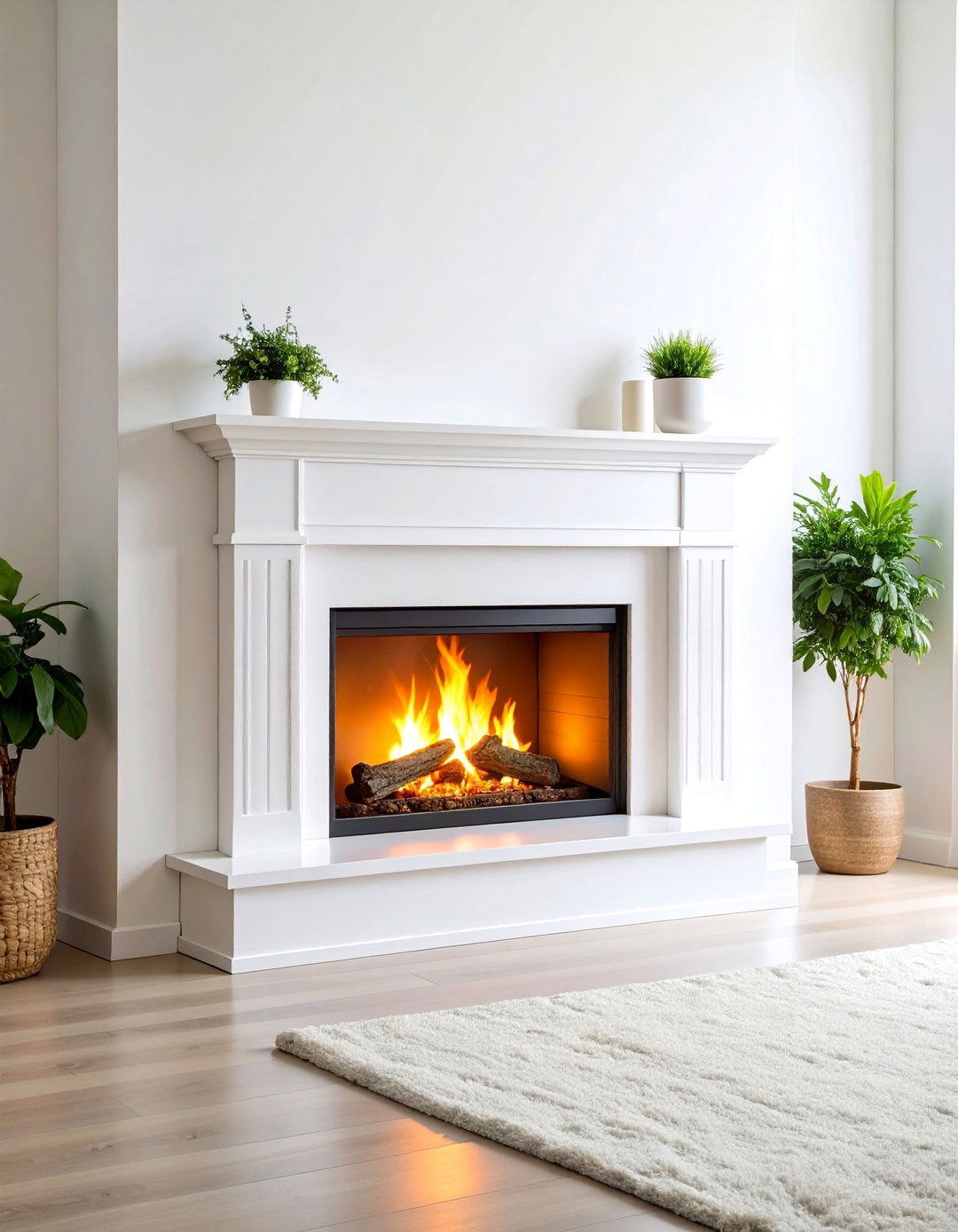 White Wall Mounted Electric Fireplace with Contemporary Design - 25 White Fireplace Ideas