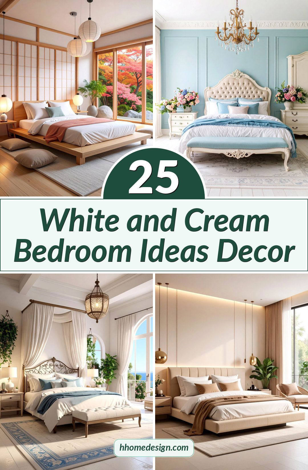 25 White and Cream Bedroom Ideas Decor
