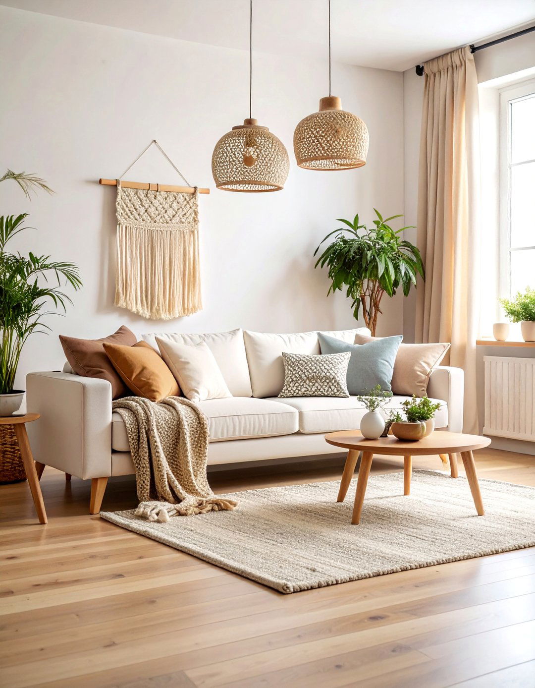 White and Cream Sectional with Scandinavian Simplicity - 25 Sectional Living Room Ideas