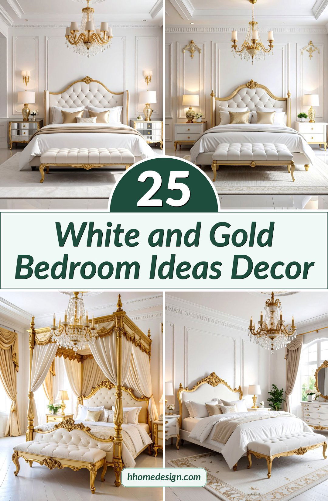 25 White and Gold Bedroom Ideas Decor