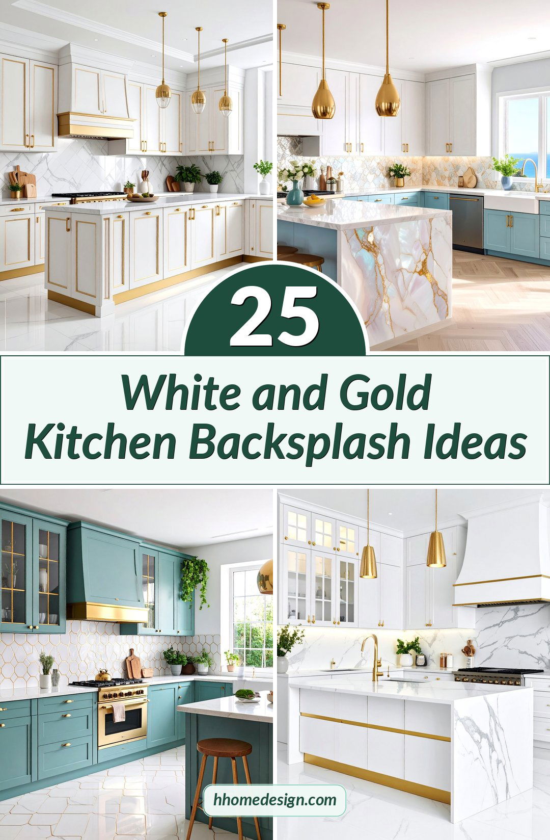 25 White and Gold Kitchen Backsplash Ideas