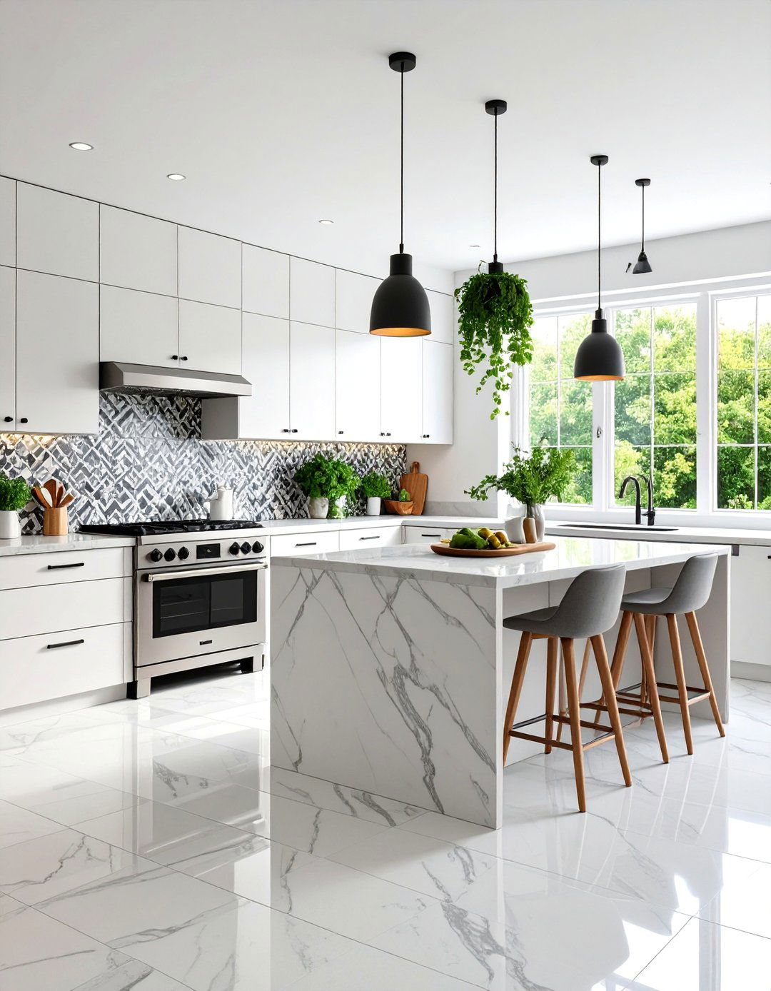 White and Gray Mixed Mosaic - 25 Kitchen Backsplash Ideas