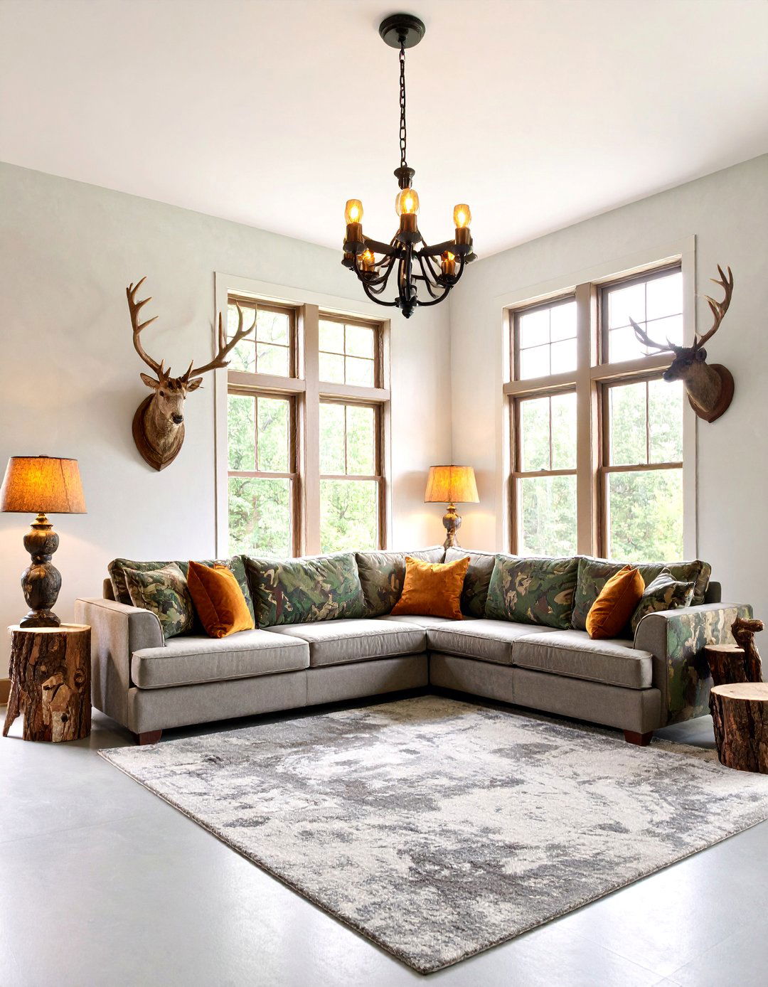 Whitetail Deer Sanctuary with Camo Accents - 25 Hunting Man Cave Ideas