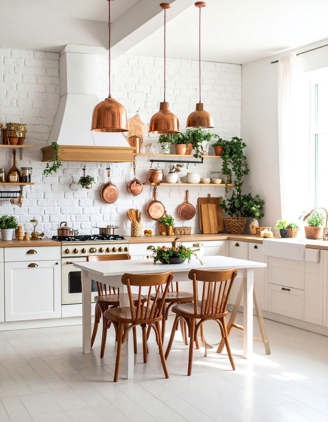 Whitewashed Brick Country Kitchen - 25 Country Kitchen Ideas