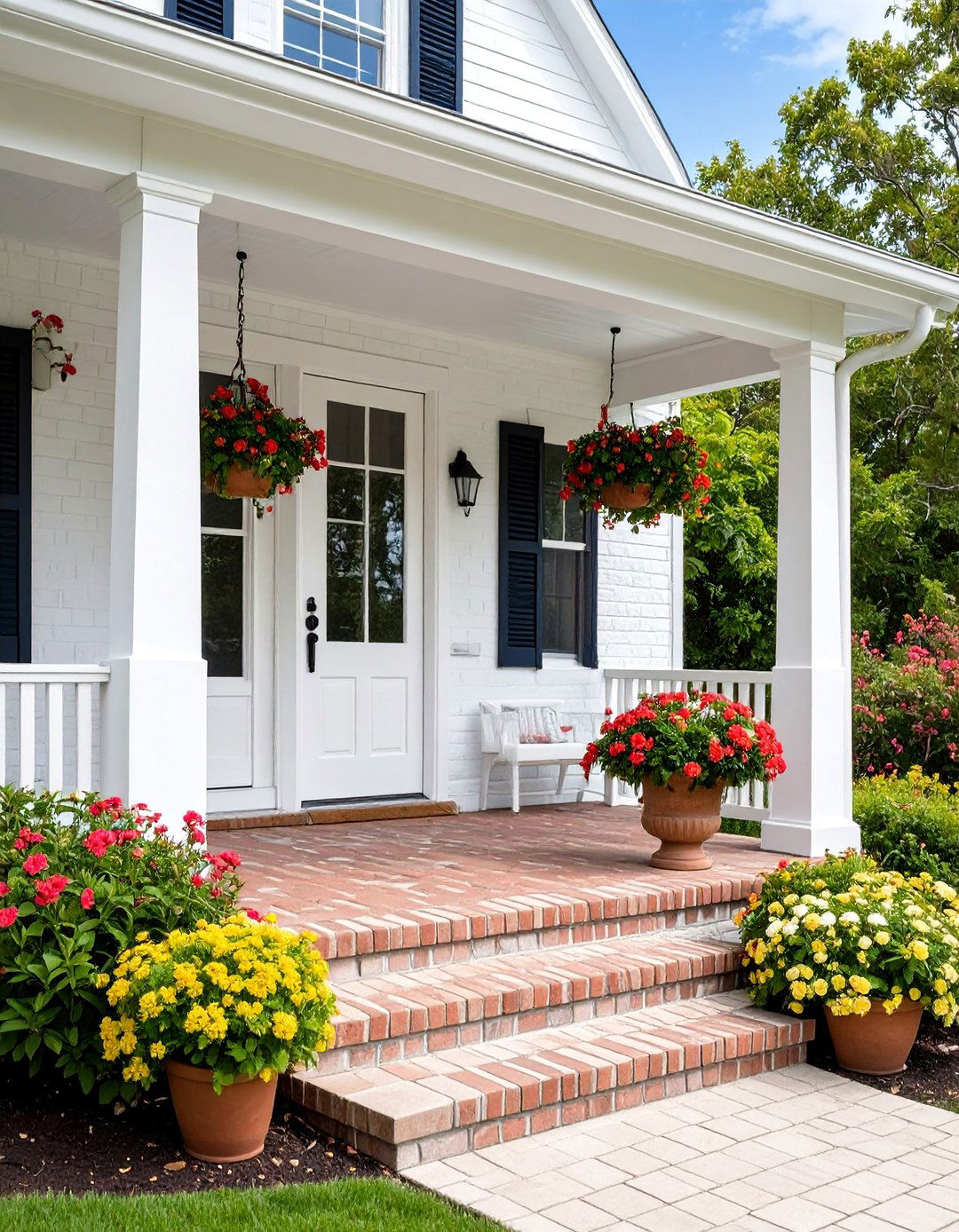 Whitewashed Brick Porch - 25 Brick Porch Ideas