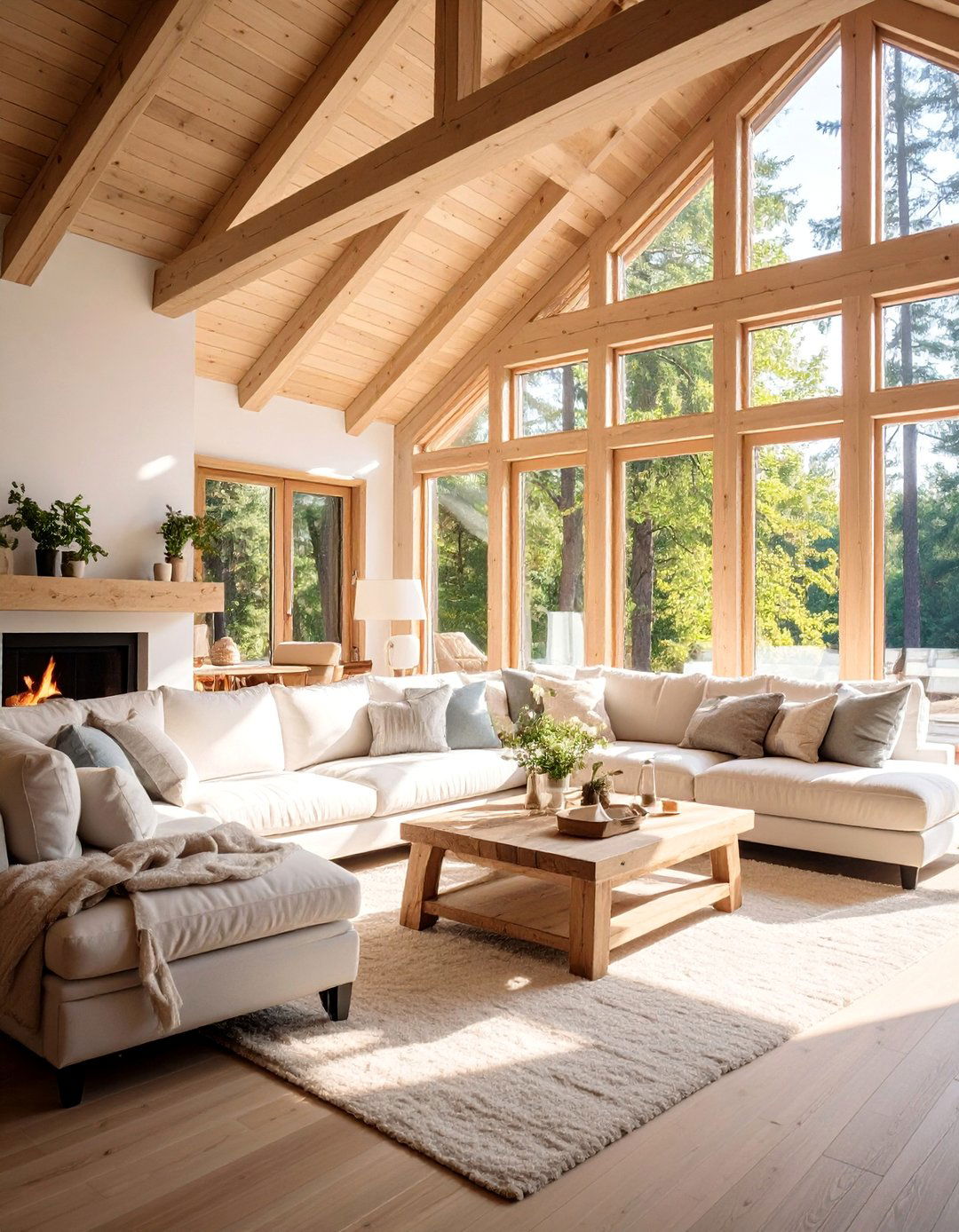 Whitewashed Pine Cottage Beams - 25 Decorative Ceiling Beam Ideas