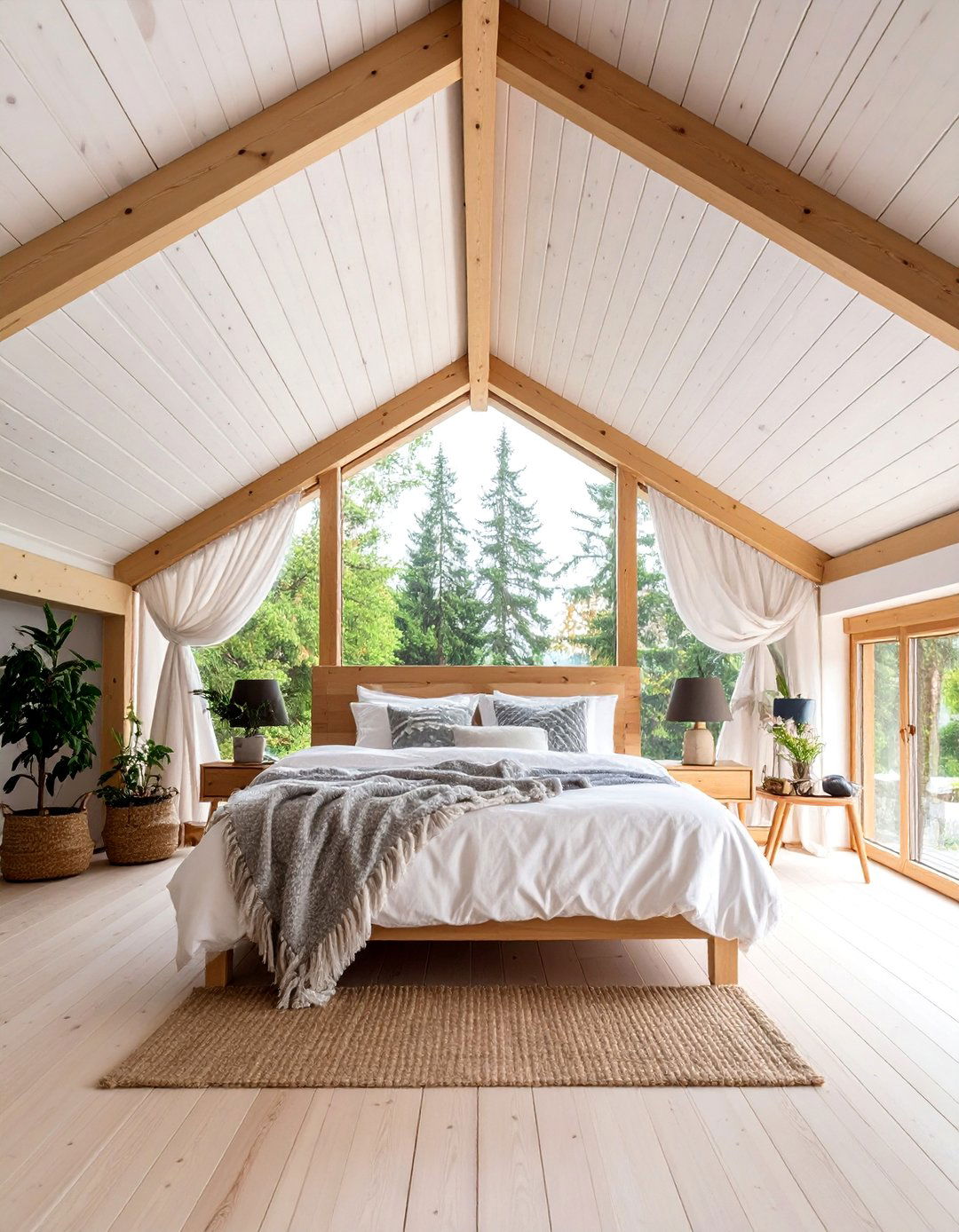 Whitewashed Pine Plank Vaulted Ceiling - 25 Wood Plank Ceiling Ideas