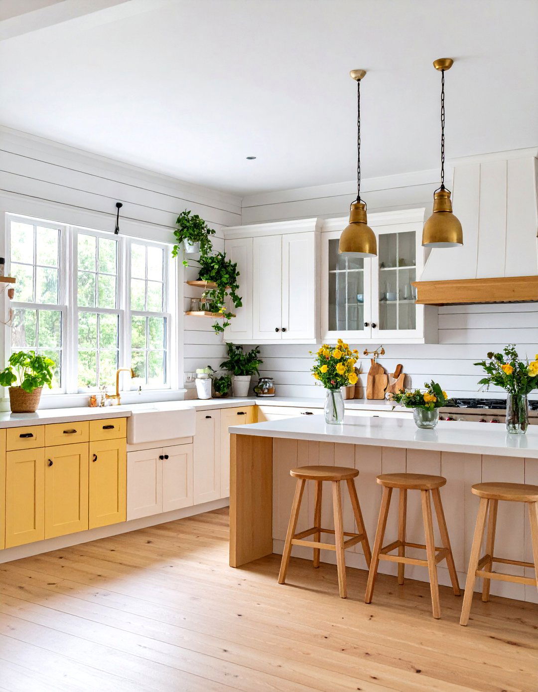 Whitewashed Shiplap Full Wall Treatment - 25 Kitchen Wainscoting Ideas