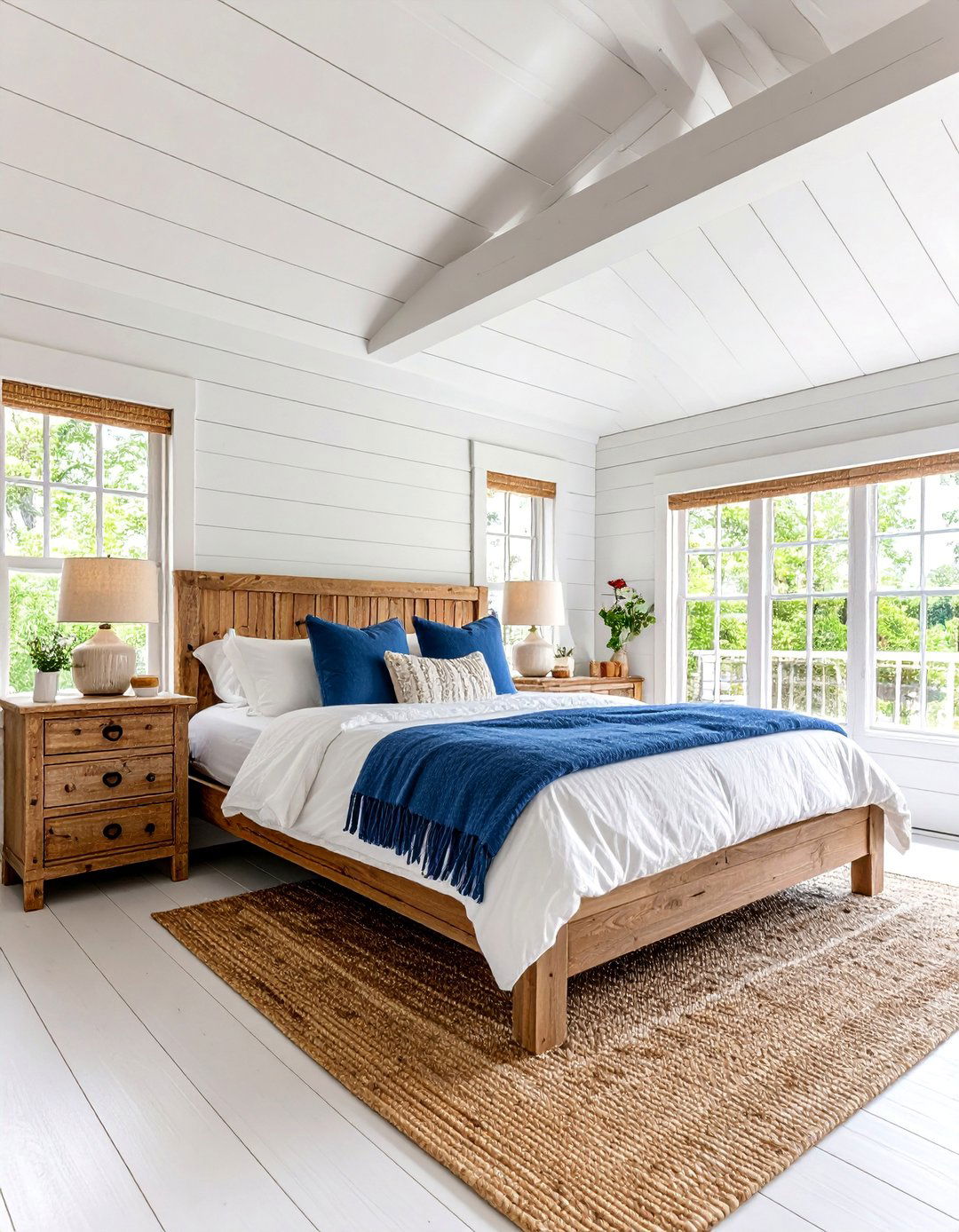 Whitewashed Shiplap Guest Bedroom - 25 Cape Cod Upstairs Bedroom Ideas