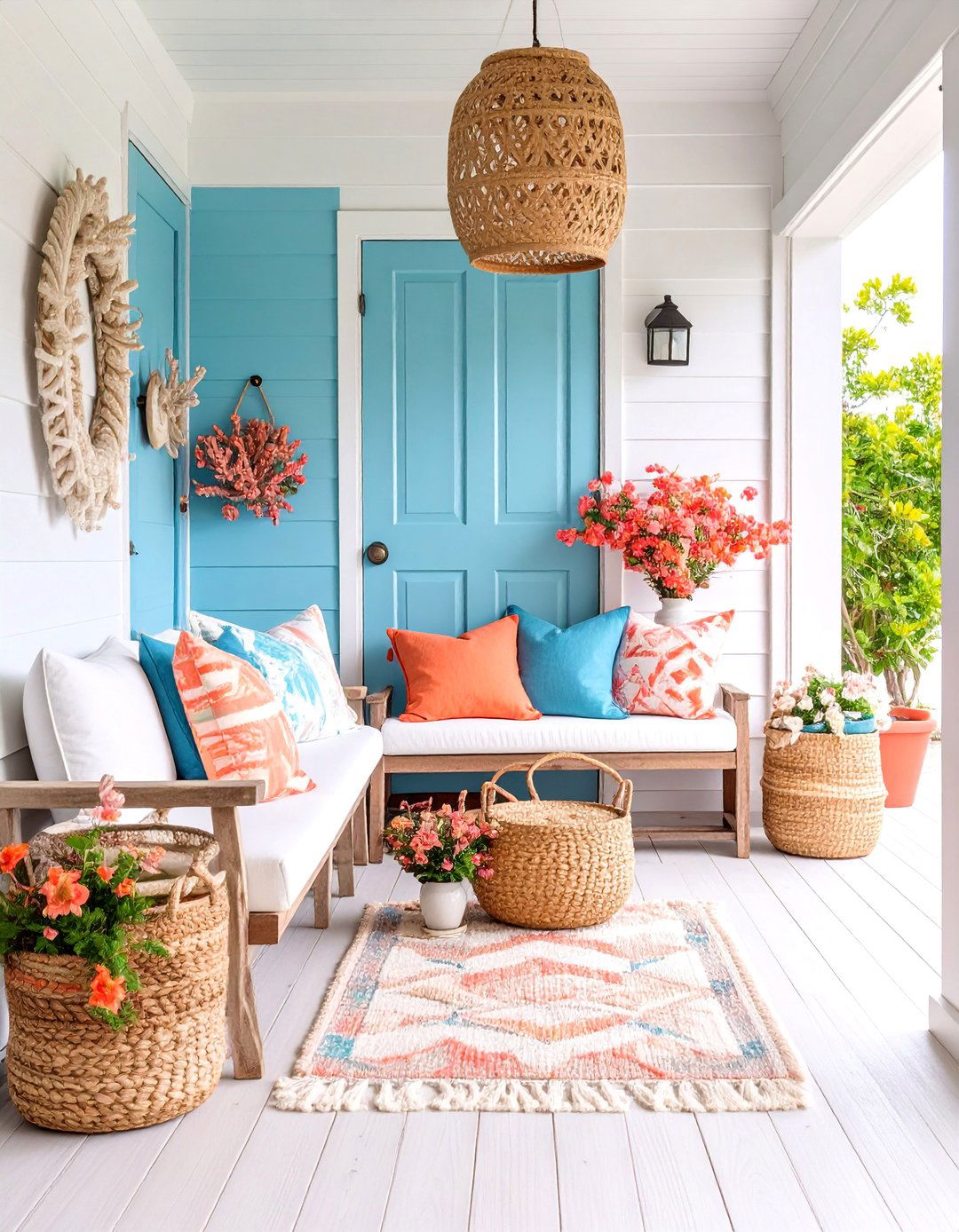Whitewashed Shiplap with Coastal Elements - 25 Shiplap Wall Entryway Ideas