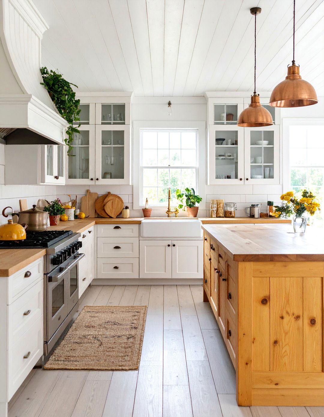 Whitewashed Wood Cabinet Kitchen - 25 Rustic White Kitchen Ideas