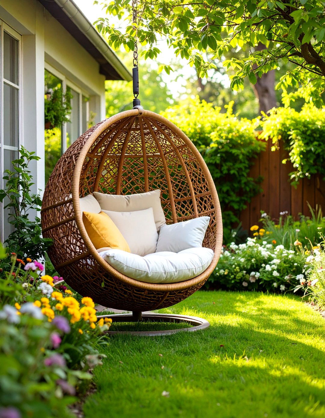 Wicker Egg Chair Retreat - 25 Outdoor Furniture Ideas