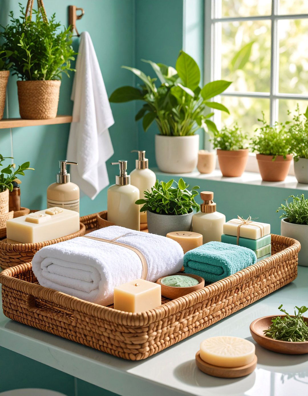 Wicker Natural Texture Tray - 25 Bathroom Tray Ideas