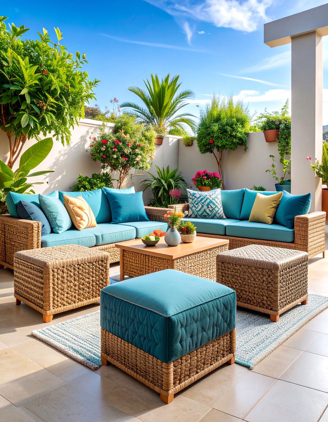 Wicker Storage Ottoman Collection - 25 Garden Furniture Ideas